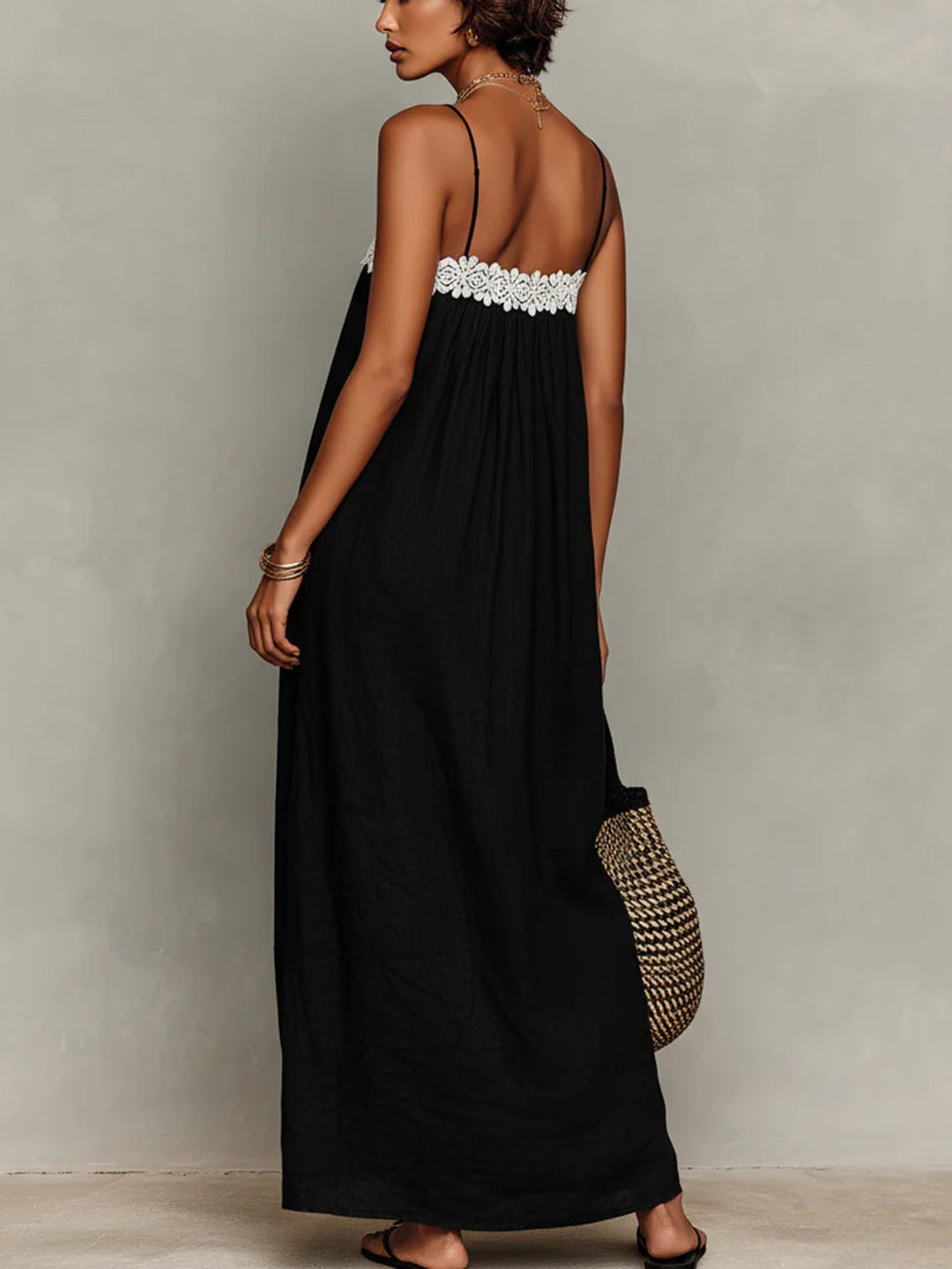 Abito Cami Estivo Casual da Donna con Pizzo a Rete