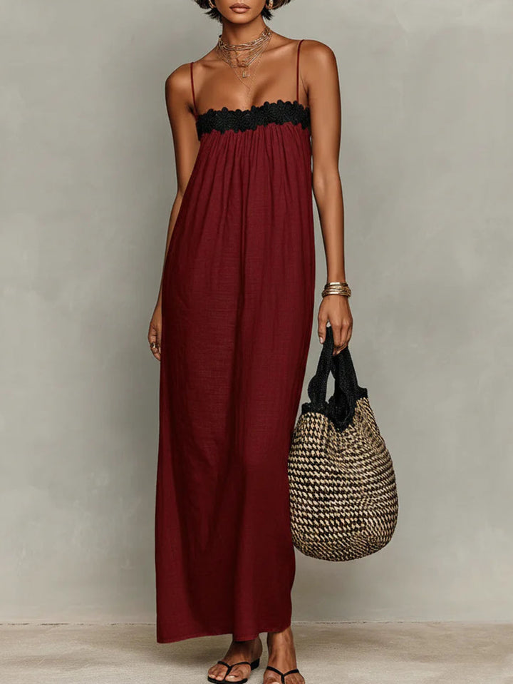 Abito Cami Estivo Casual da Donna con Pizzo a Rete