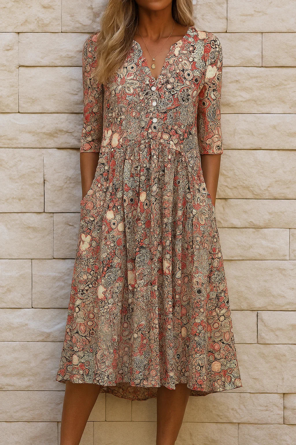 Harlow | Elegante Abito Midi con Scollo a V