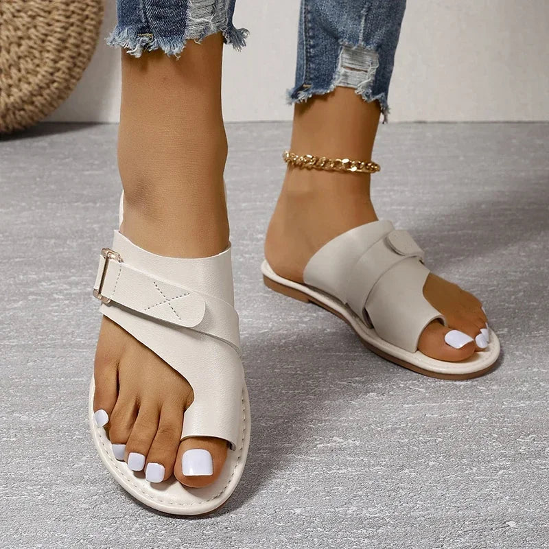 Sandali da Donna Casual Estivi per Spiaggia, Nuove Ciabatte Piane, Sandali Flip Flop con Clip per Dita, Sandali Romani con Fibbia, Pantofole per Donne