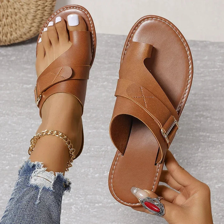 Sandali da Donna Casual Estivi per Spiaggia, Nuove Ciabatte Piane, Sandali Flip Flop con Clip per Dita, Sandali Romani con Fibbia, Pantofole per Donne