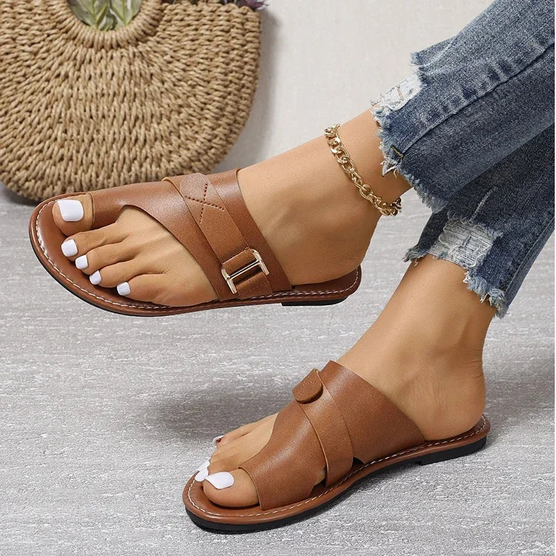 Sandali da Donna Casual Estivi per Spiaggia, Nuove Ciabatte Piane, Sandali Flip Flop con Clip per Dita, Sandali Romani con Fibbia, Pantofole per Donne