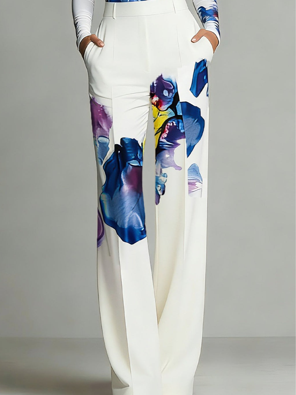 Set Top e Pantaloni con Collo a Giro Sienna a Blocchi di Colore