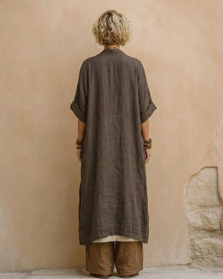 Set di Tre Pezzi con Motivo Tribale Bohemien Nomade Grigio Scuro e Marrone