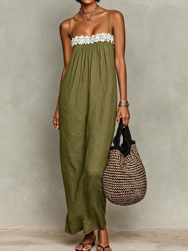 Abito Cami Estivo Casual da Donna con Pizzo a Rete